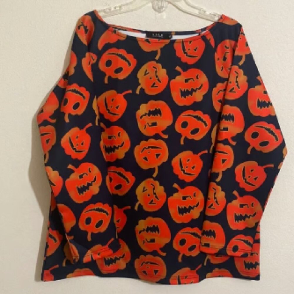 SSLR Collection Jack O Lantern Pumpkin Halloween Shirt Women's Size XL
